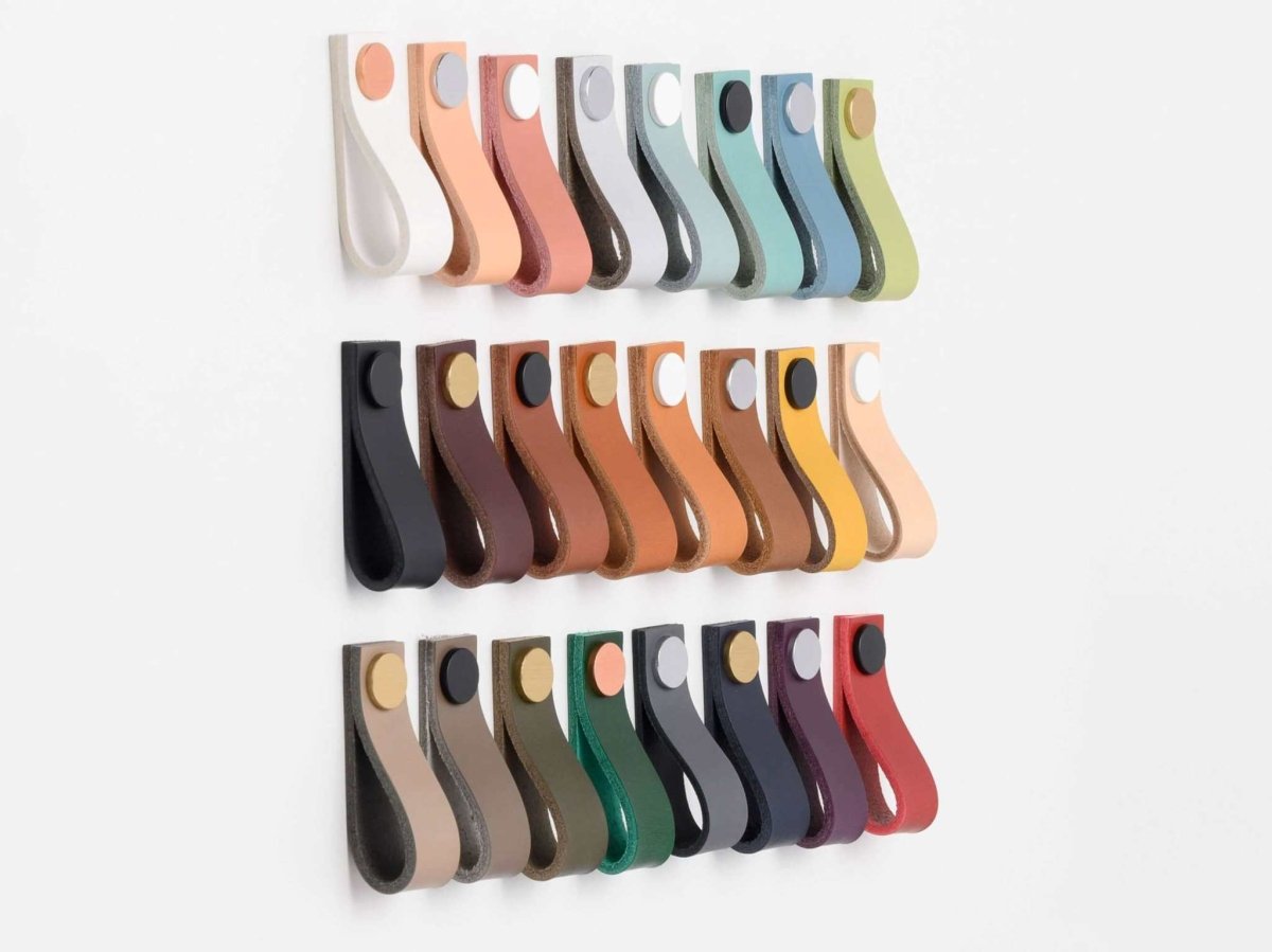 Leather Cabinet Pull - Drawer Handle - THIN Straight
