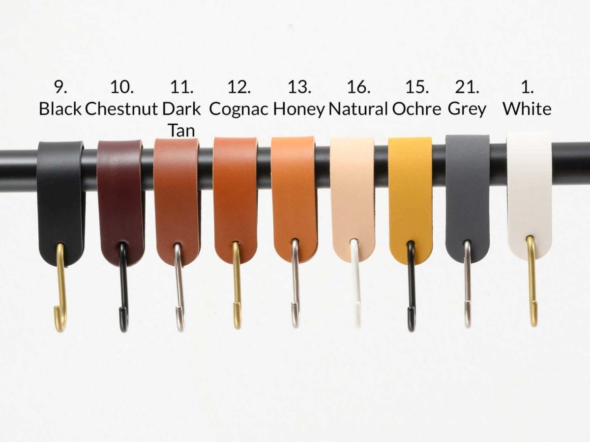 multiple leather hooks wardrobe rail