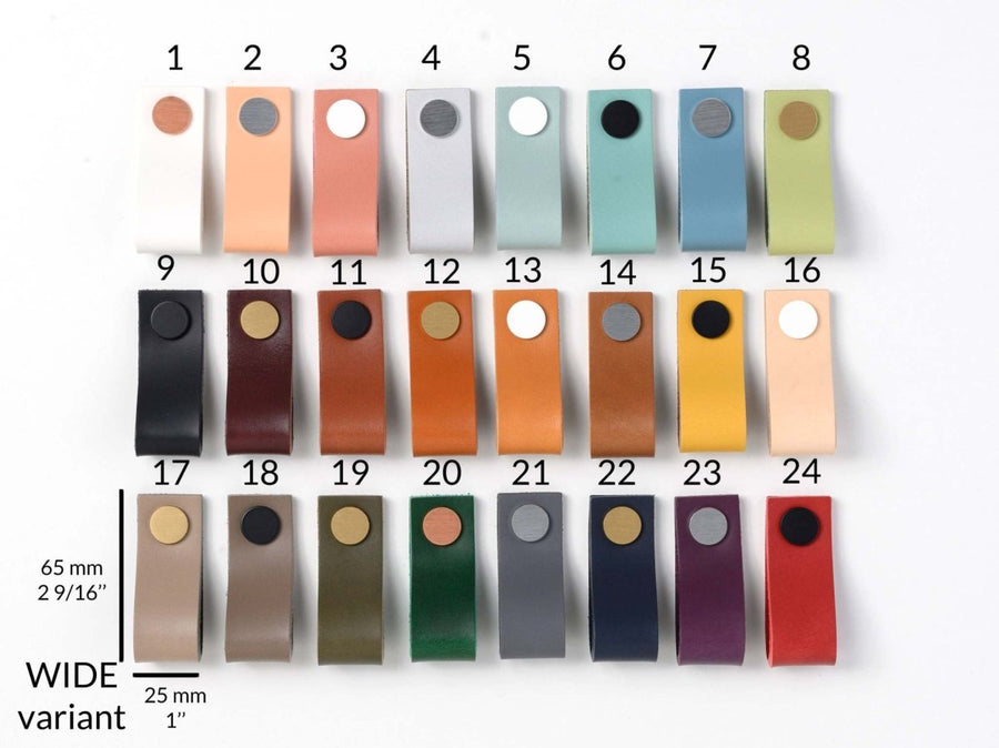 leather drawer pulls, color chart for all colors