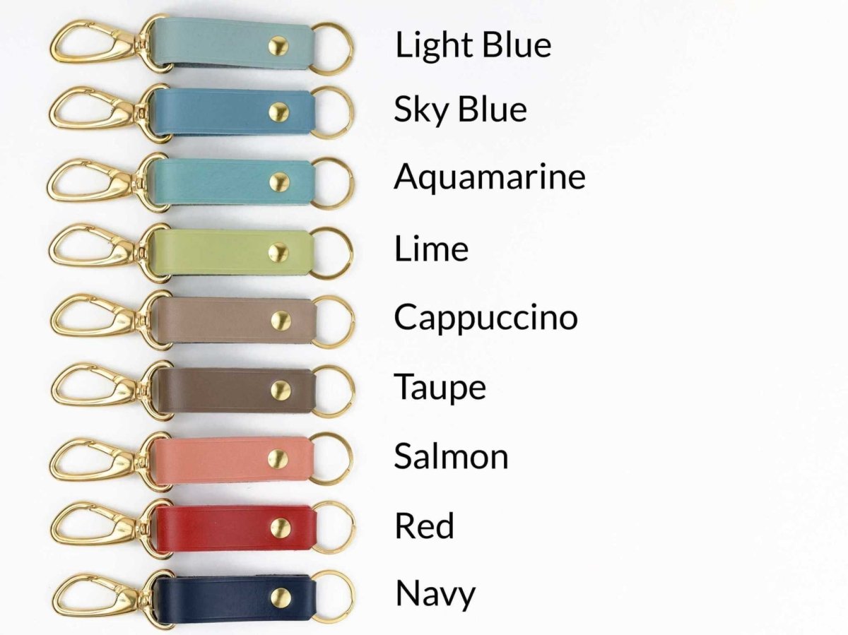 Leather keychain, italian leather and solid brass, personalizable
