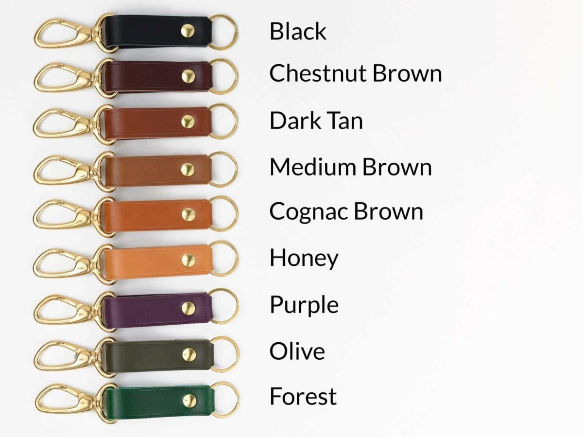 Leather keychain, italian leather and solid brass, personalizable