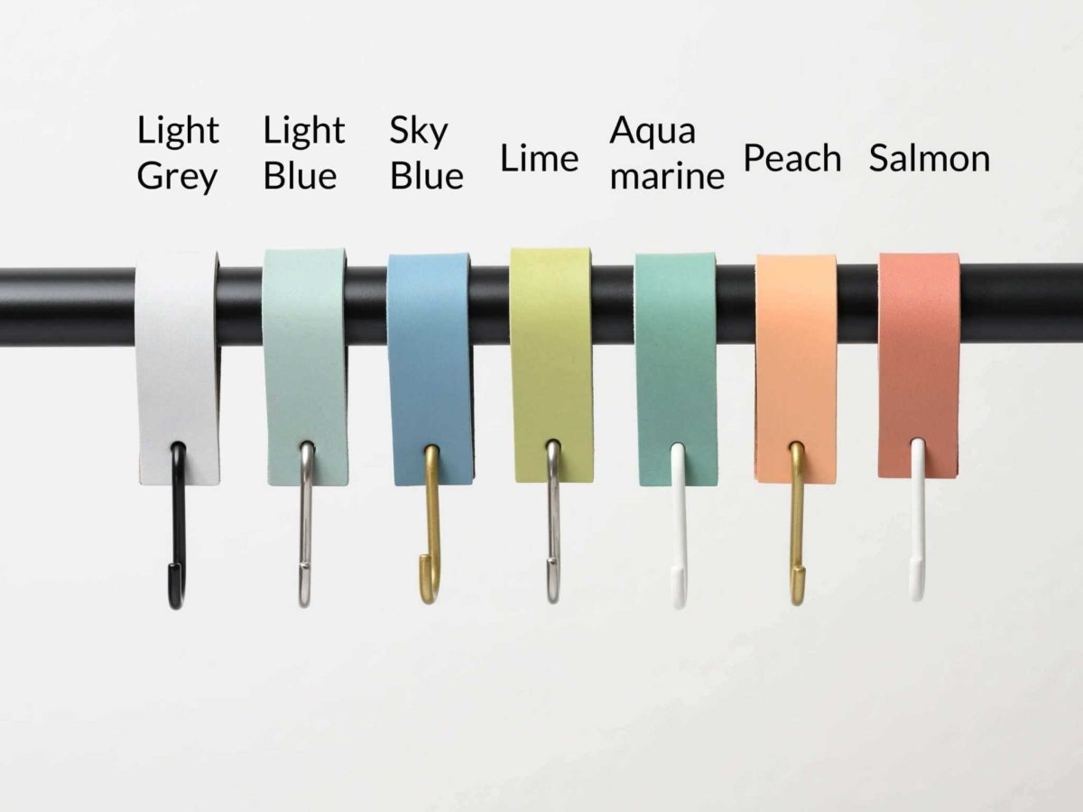 leather S hooks square edges storage rail