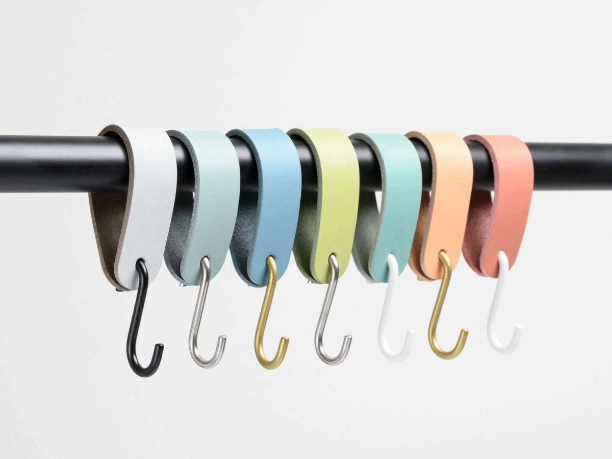 leather S hooks in modern wardrobe