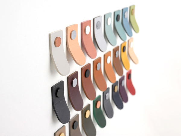 24 colors of leather tab pulls for furniture