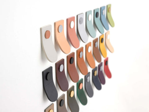 24 colors of leather tab pulls for furniture