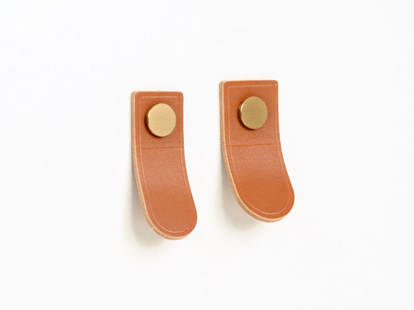 cognac brown leather tab pulls for furniture