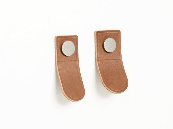 medium brown leather tab pulls for furniture