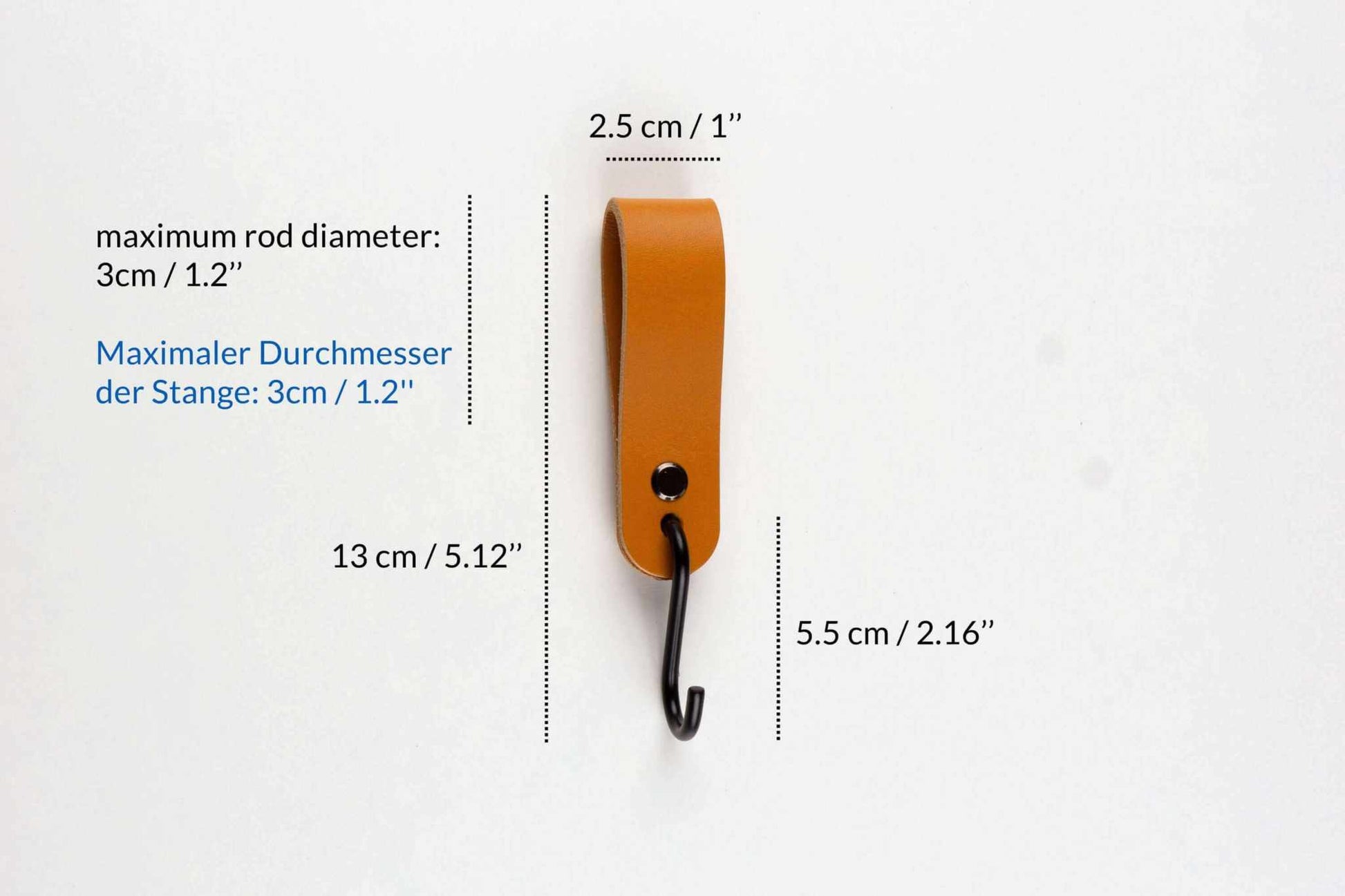 Leren S-haak, kapstokhaak, kledinghaak, jeanshaak, stanghanger