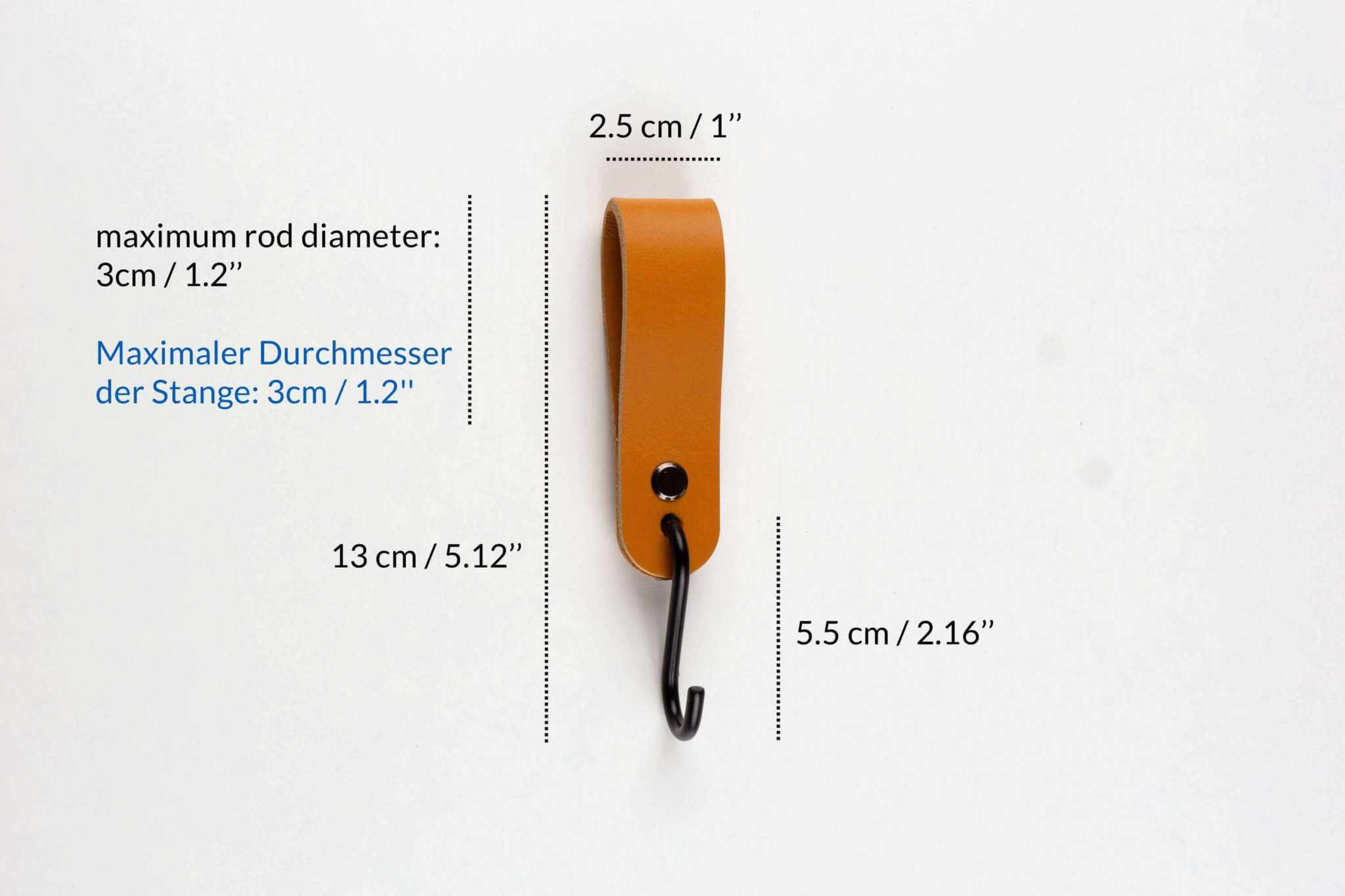 Leren S-haak, kapstokhaak, kledinghaak, jeanshaak, stanghanger