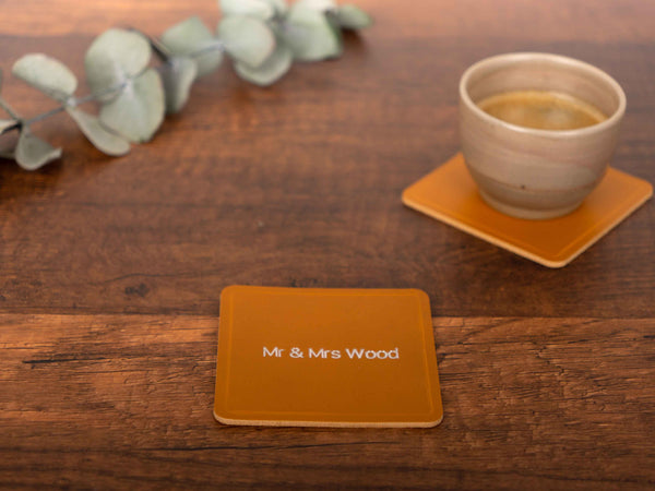 Personalized Leather Coaster, Square, Premium Italian leather