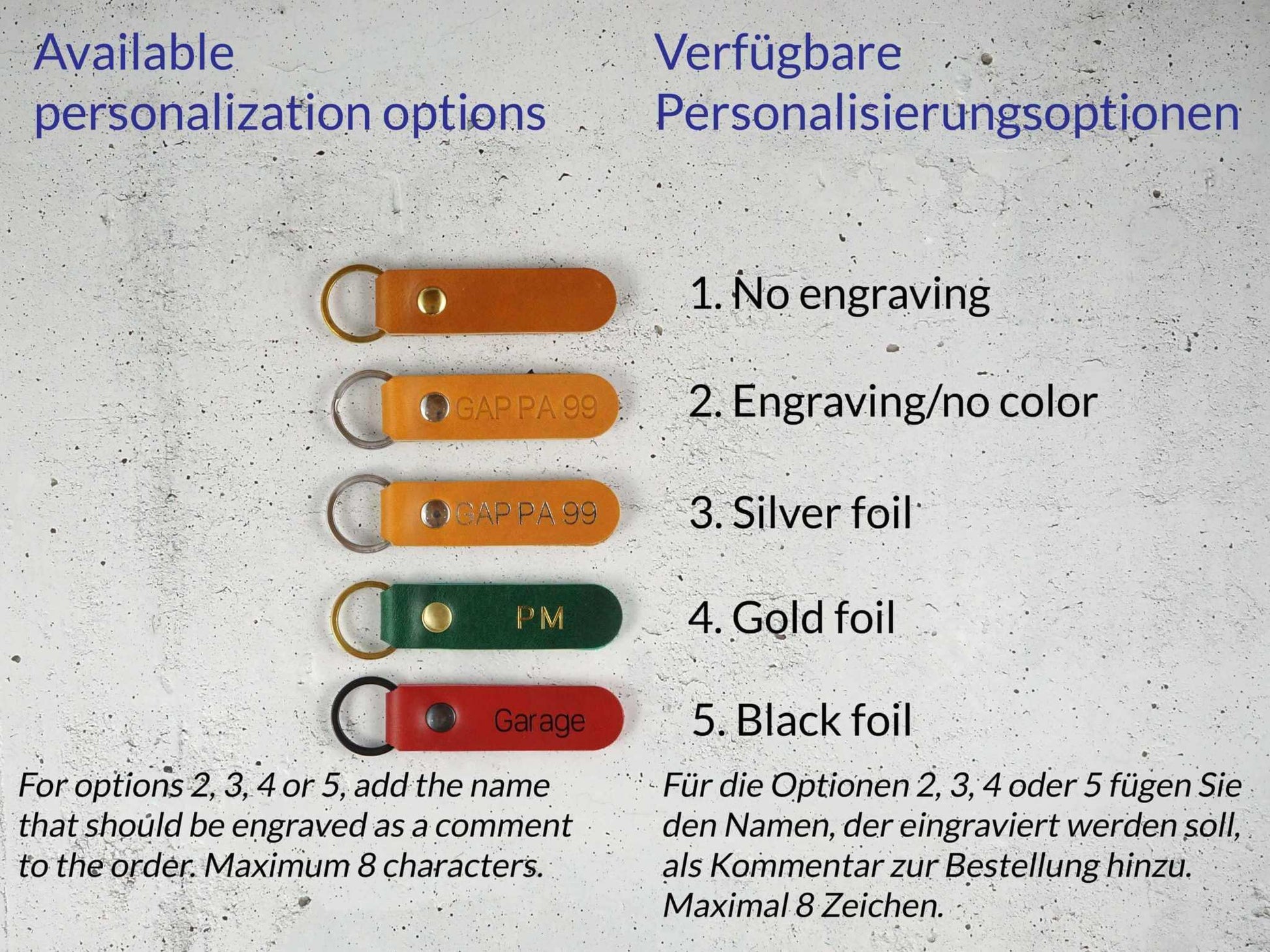 lederen sleutelhanger, gepersonaliseerd, gemaakt in Duitsland, Italiaans leer