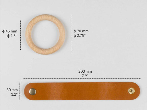 Oven Towel Holder Ring, Leather & Wood