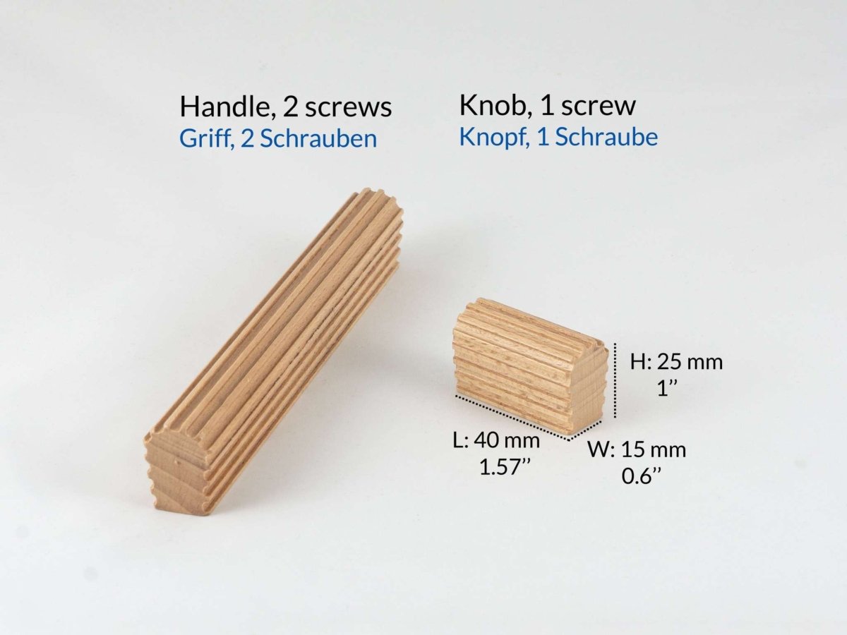 wood door knob, ribbed design