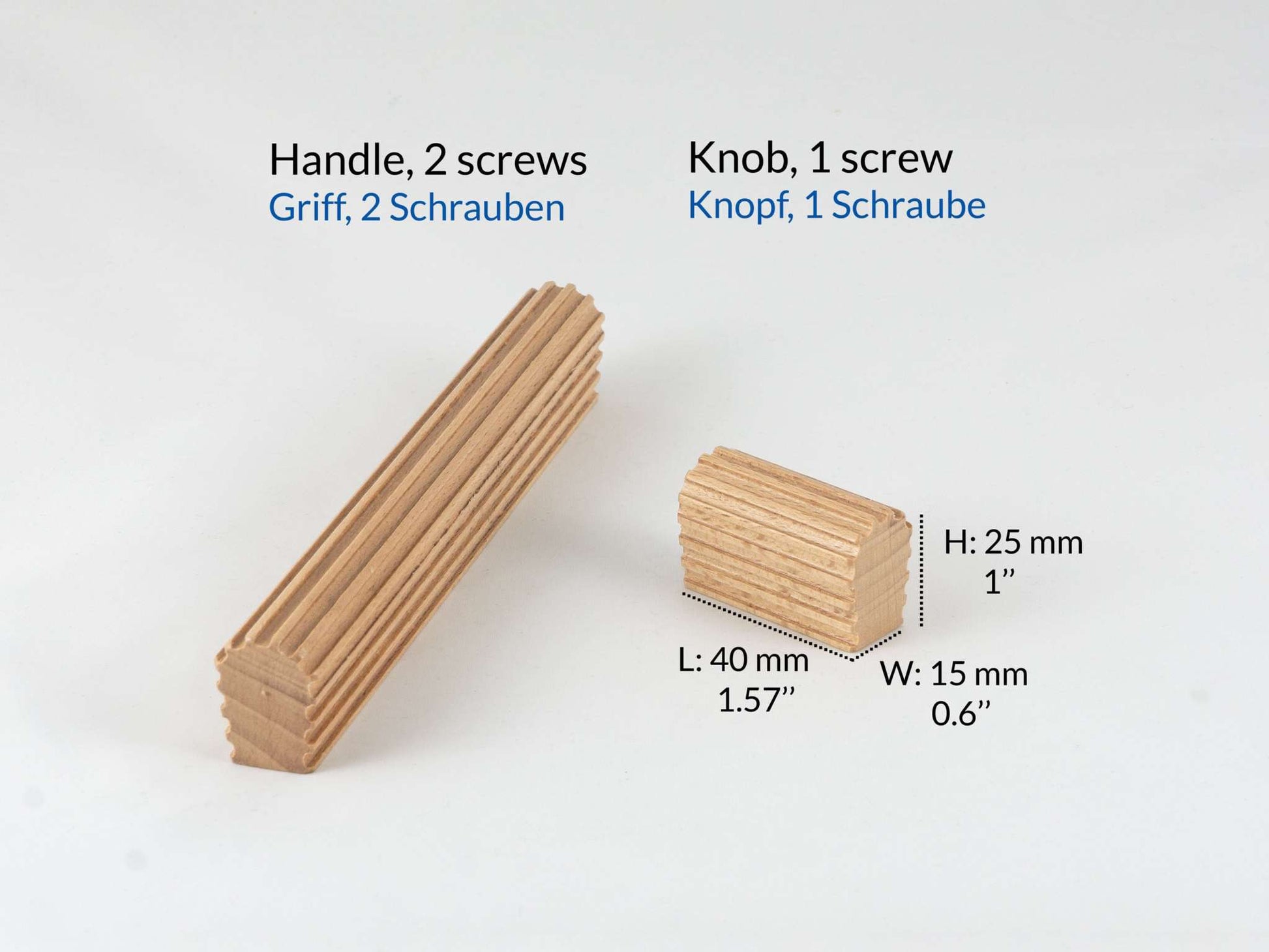 houten deurknop, geribbeld ontwerp