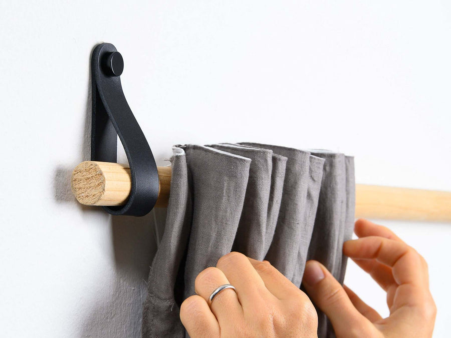 curtain rod holder leather, leather wall strap