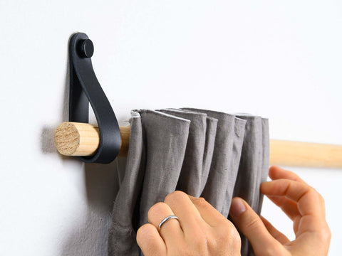 curtain rod holder leather, leather wall strap