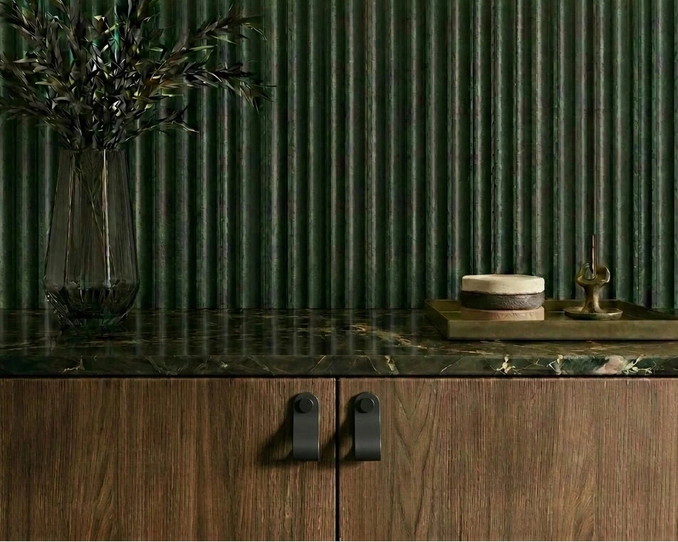 poignées en cuir pour armoires, sur une commode moderne, design Rowzec