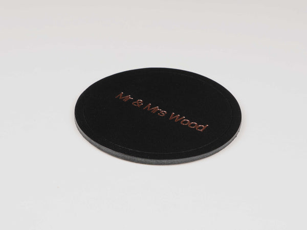 copper engraving leather coaster