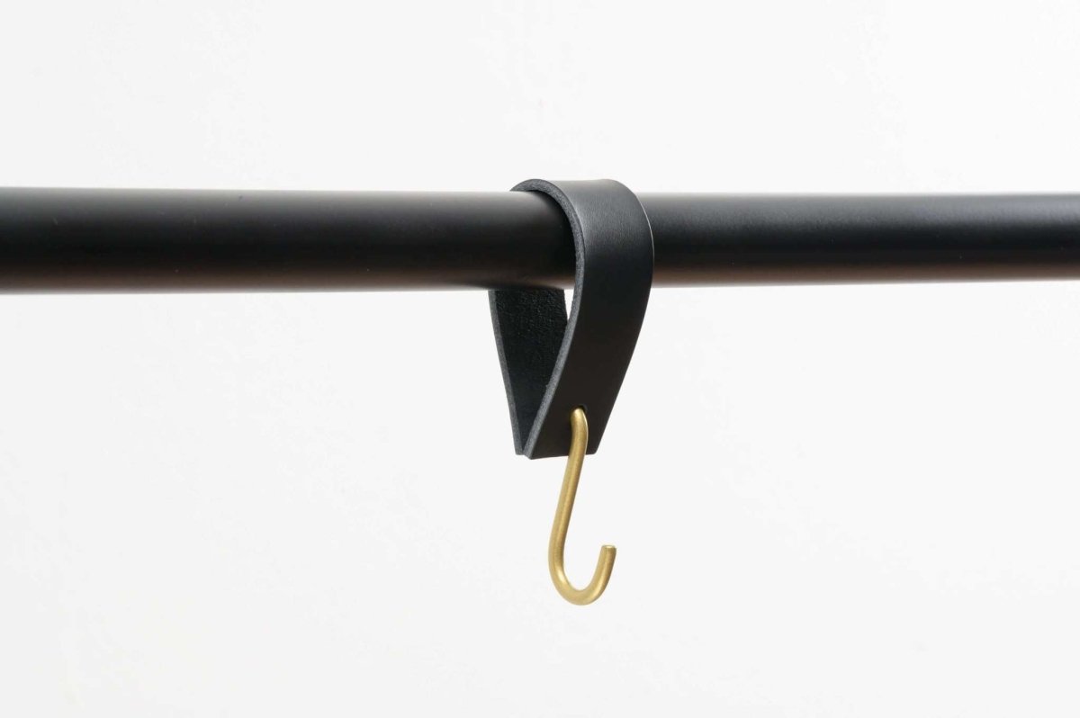 leather S hook square ends clothes rail