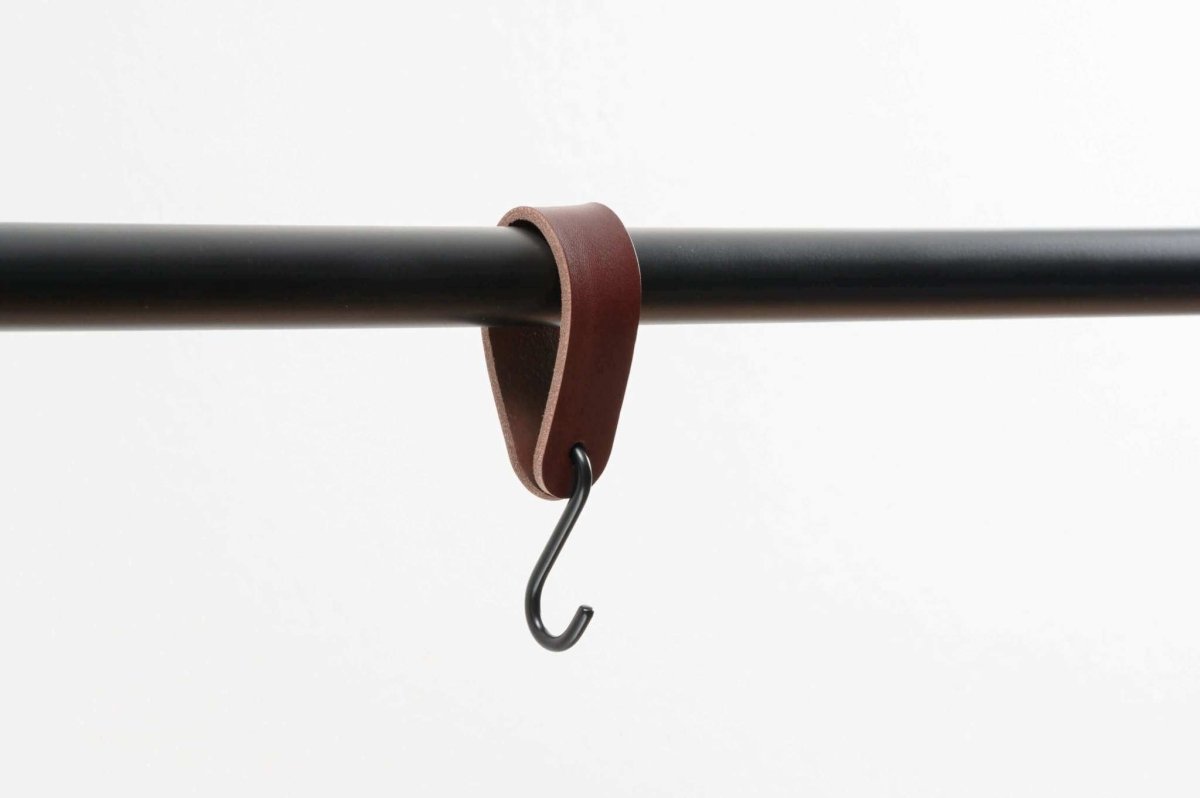 leather hook for coat rail storage
