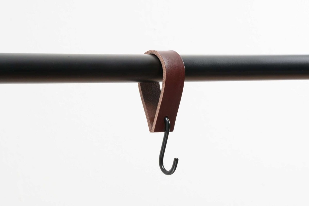 leather hook square ends coat rail
