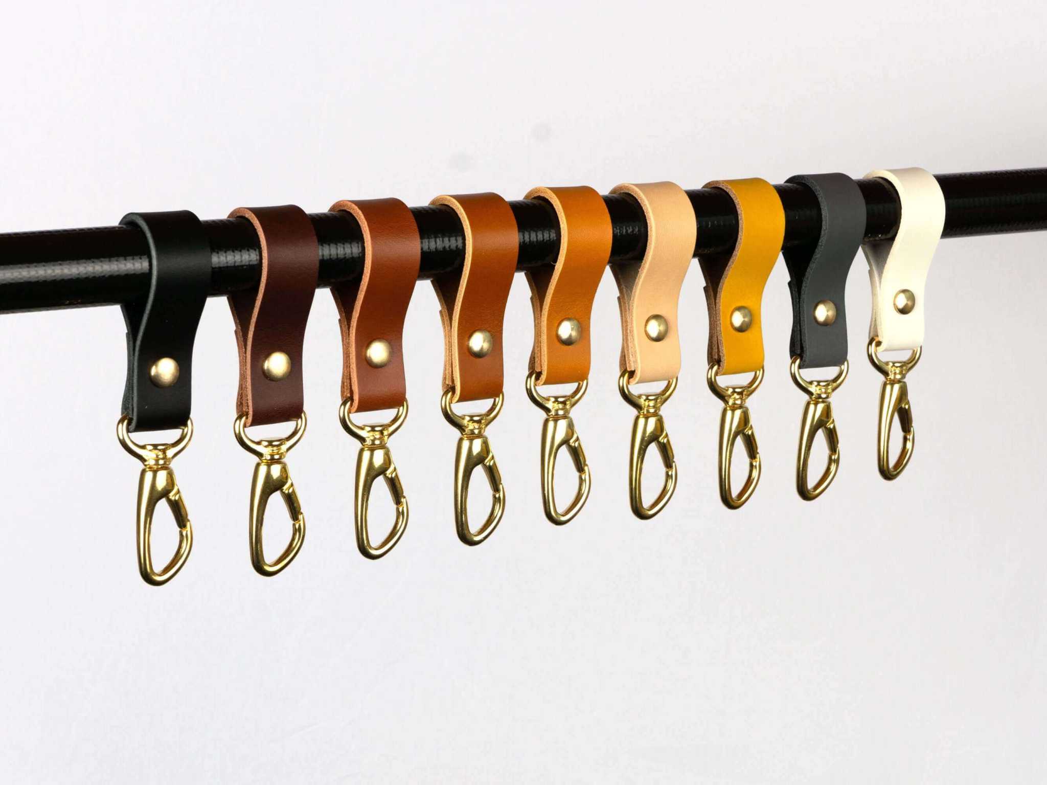 Leren S-haak, kapstokhaak, kledinghaak, jeanshaak, stanghanger