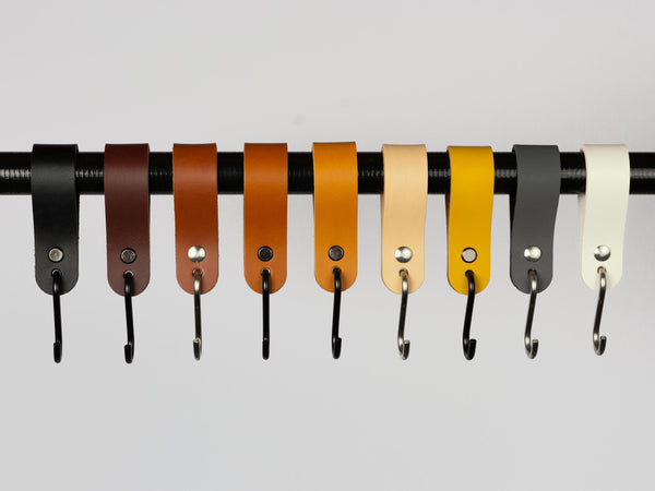 leather S hook, coat hook, wardobe hook, jeans hook, rod hanger