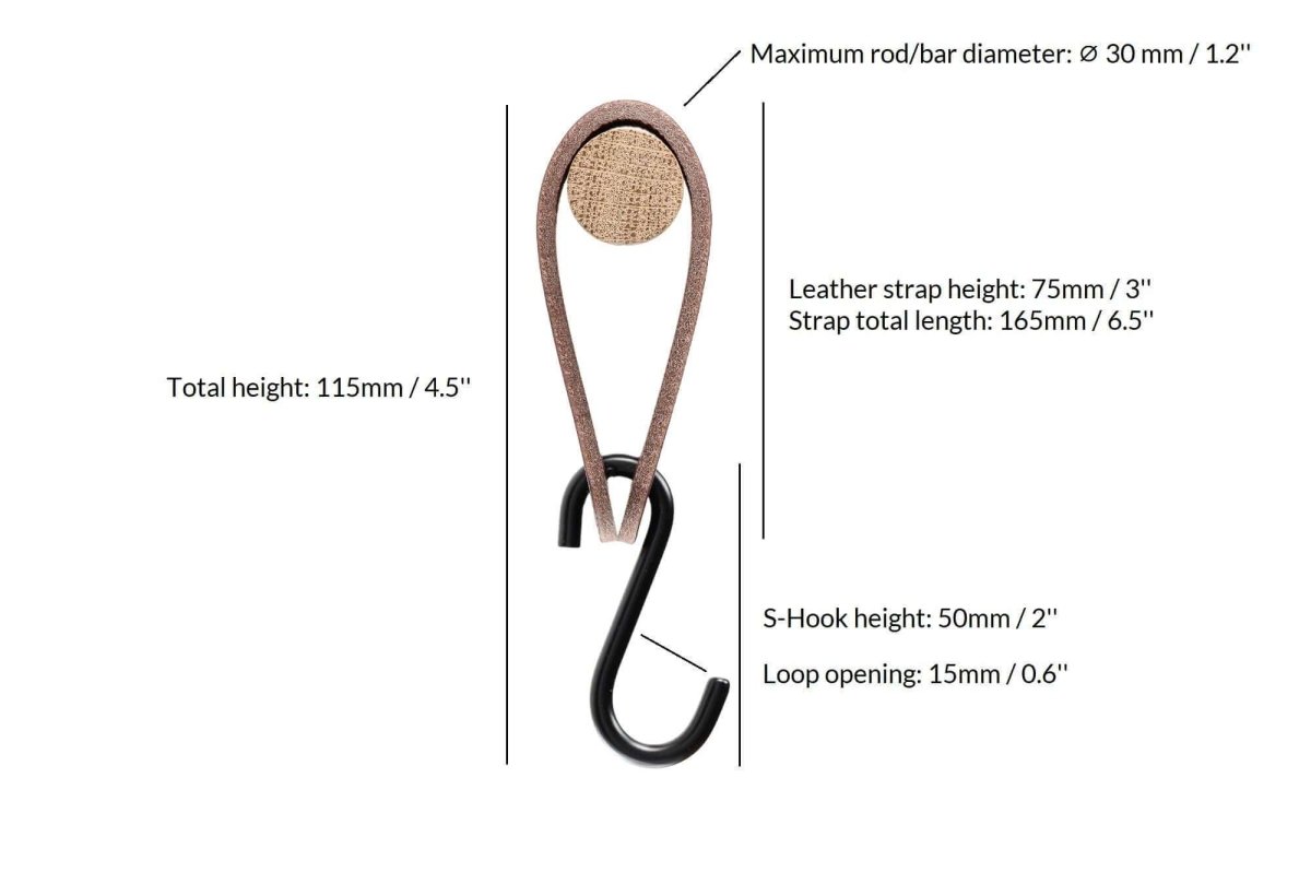 leather s hook dimensions