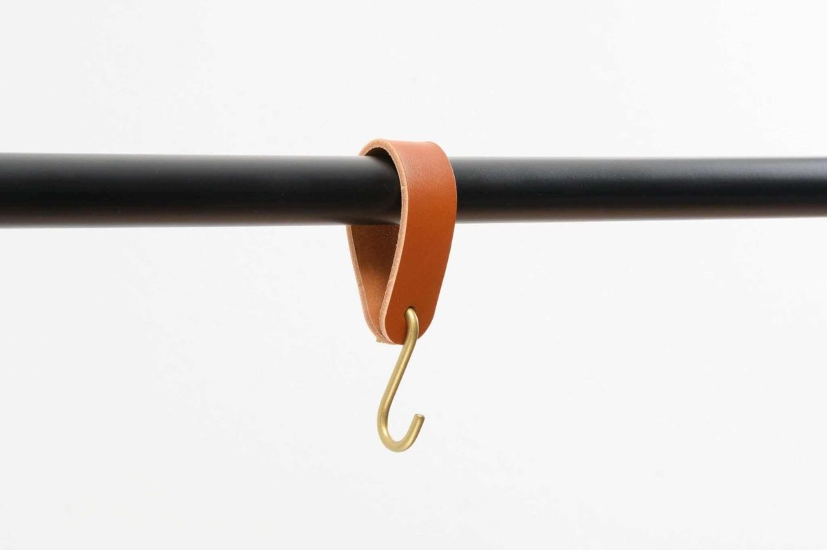 leather S hook wardrobe organization