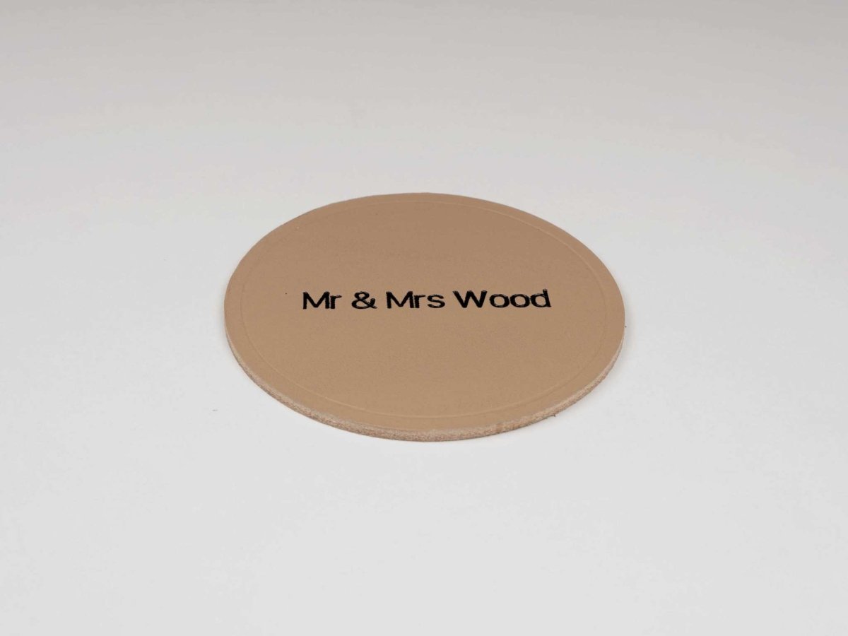 black engraving leather coaster