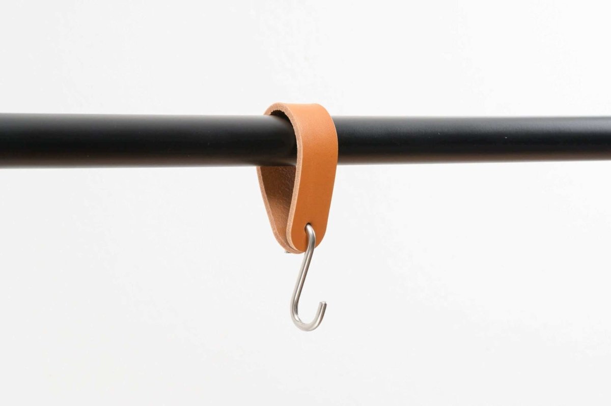 Scandinavian leather hook clothes rod