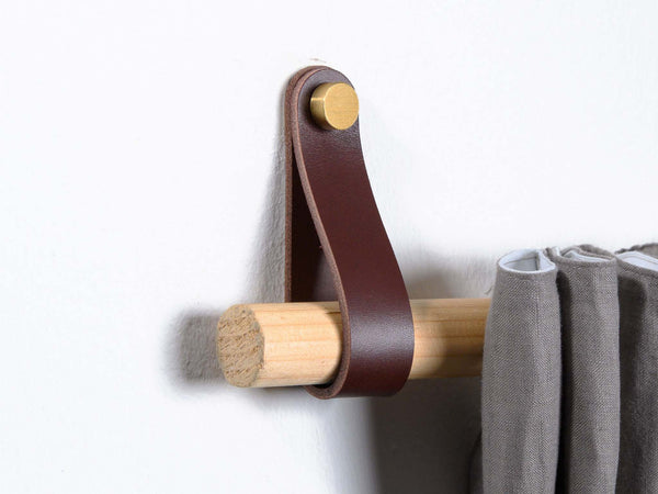 curtain rod holder leather, leather wall strap