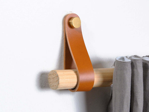 curtain rod holder leather, leather wall strap