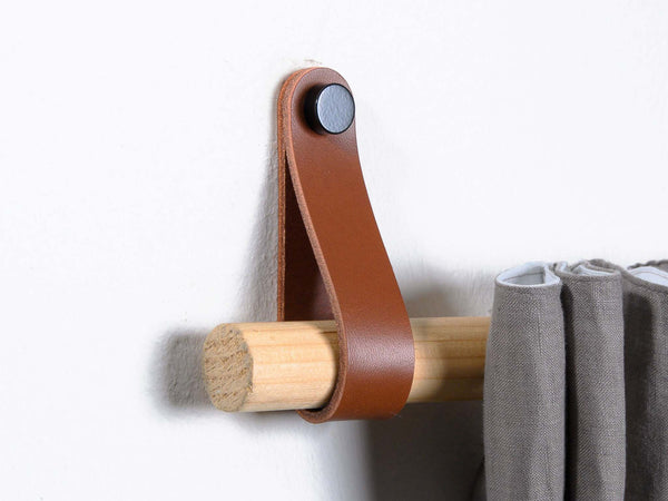 curtain rod holder leather, leather wall strap