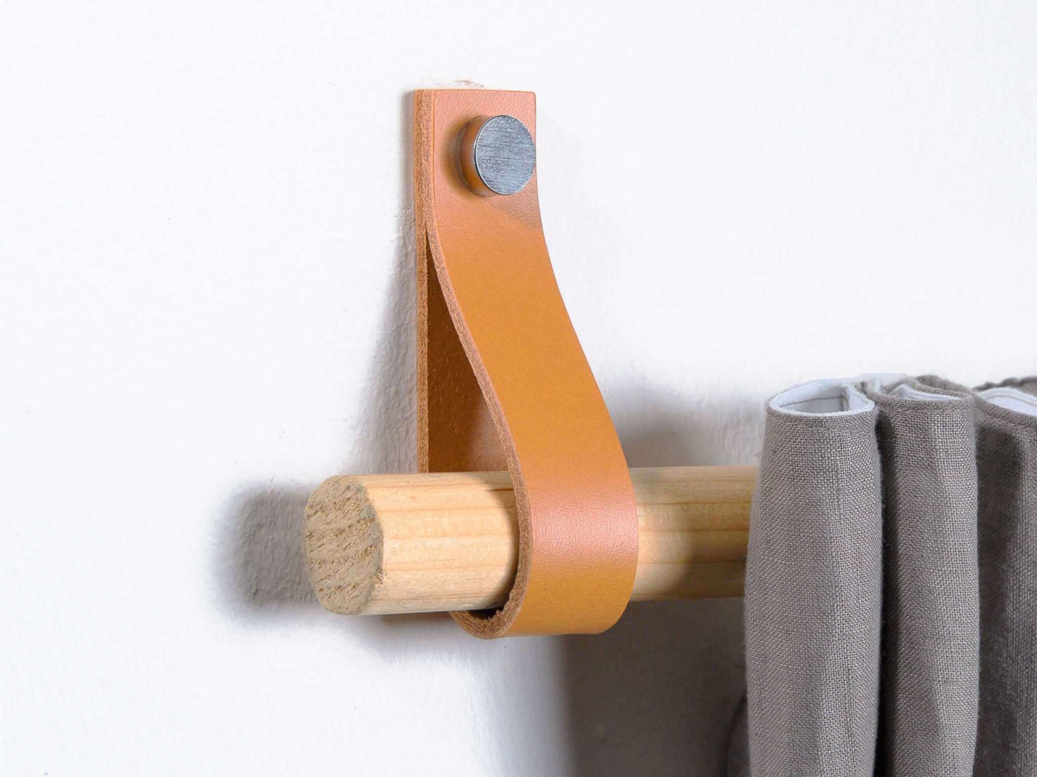 lederen gordijnroedehouders honing