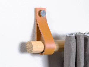 leather curtain rod holders honey