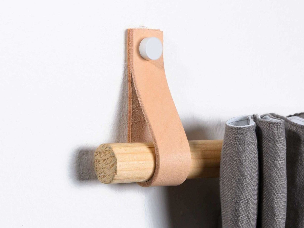 leather curtain rod holders natural
