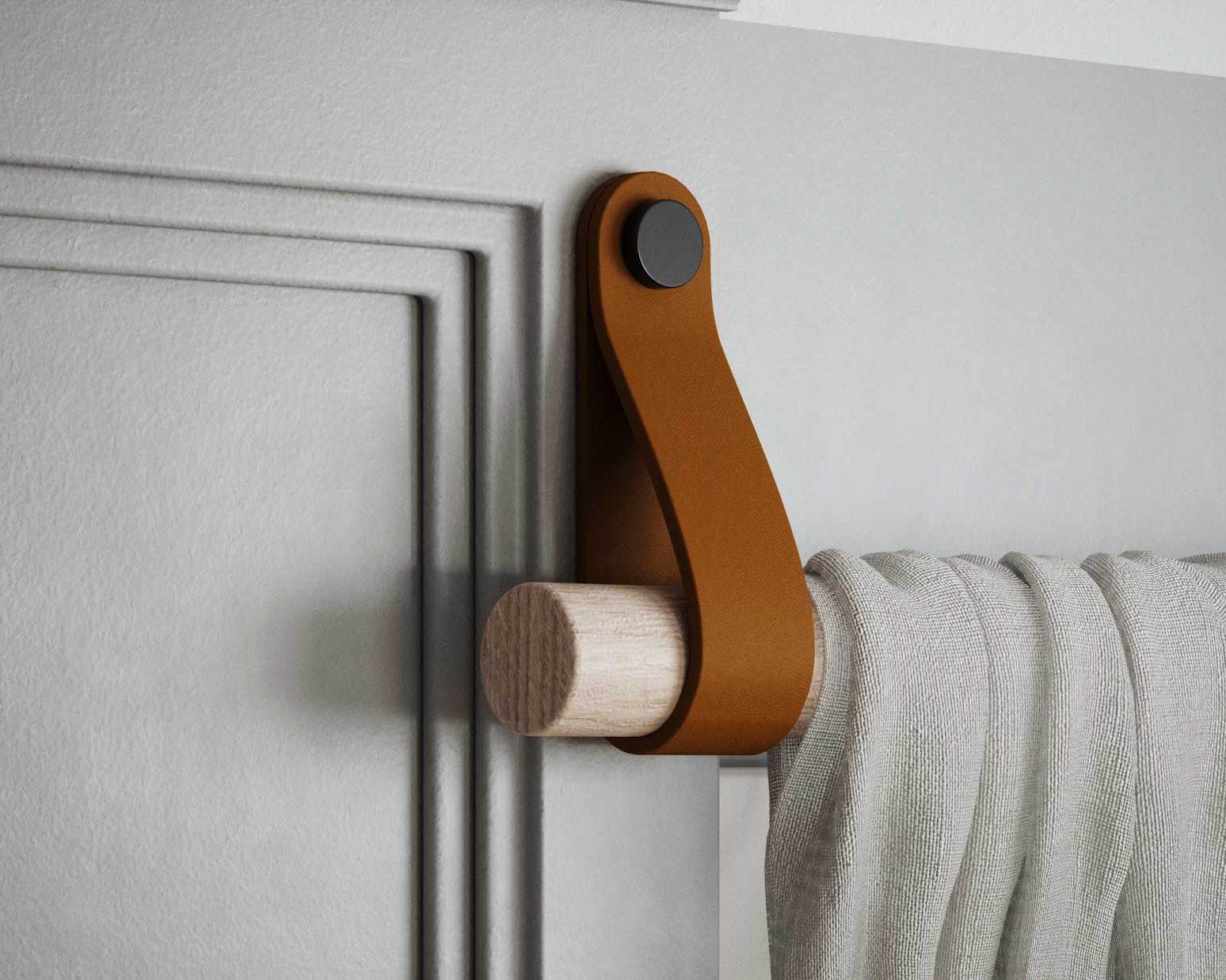leather curtain rod holder, leather wall strap, rowzec design