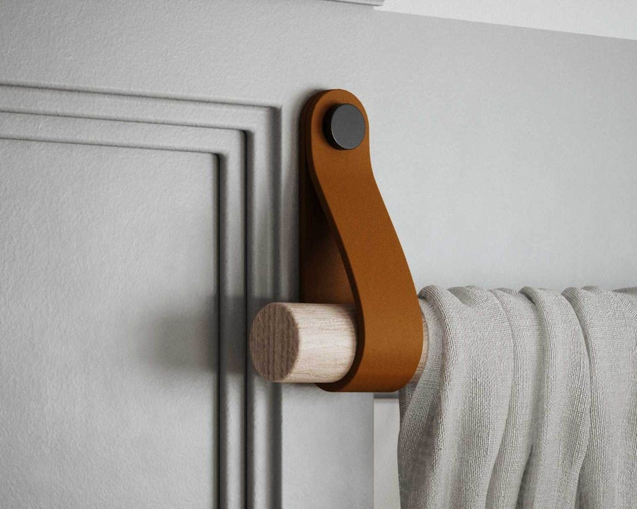 leather curtain rod holder, leather wall strap, rowzec design