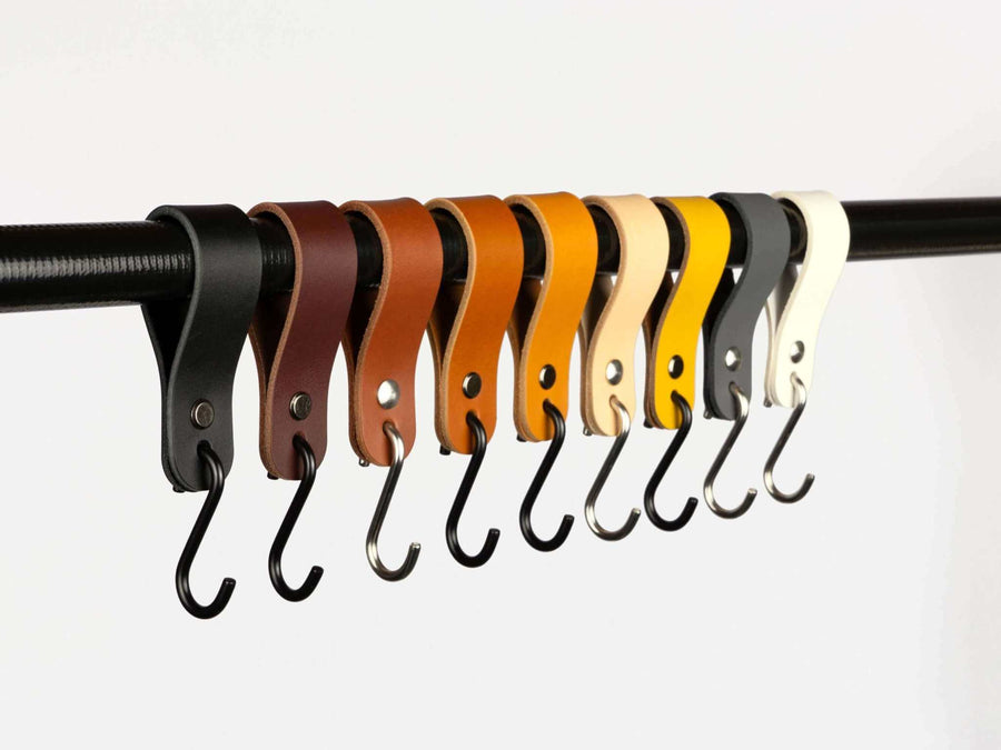 leather S-hook, coat hook, wardobe hook, jeans hook, rod hanger