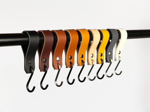 leather S hook, coat hook, wardobe hook, jeans hook, rod hanger