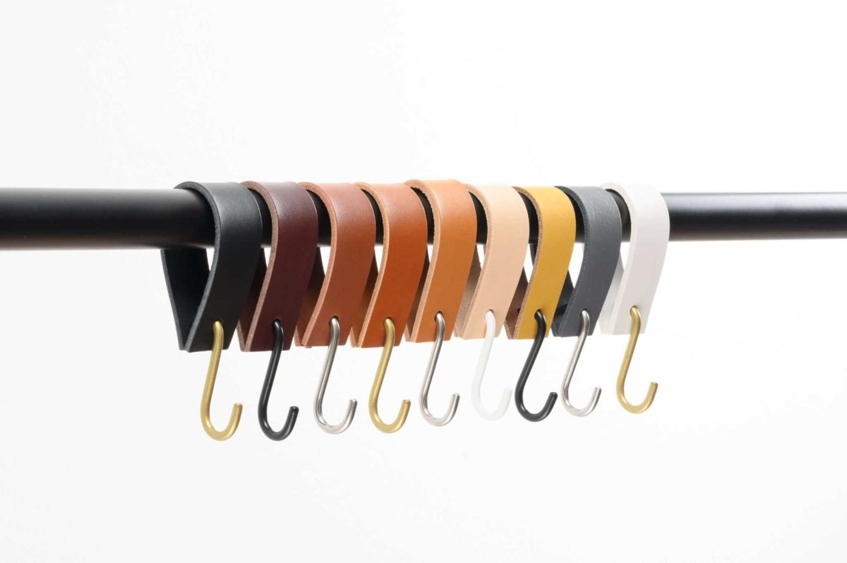 leather S hook square ends clothes rail