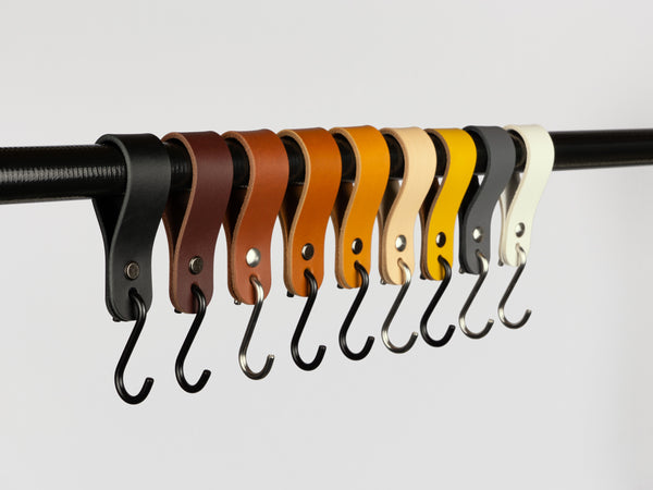 leather S hook, coat hook, wardobe hook, jeans hook, rod hanger