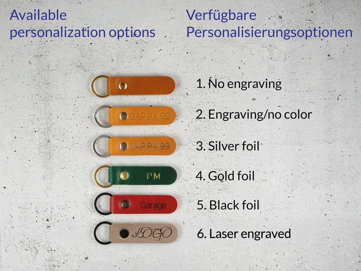 Personalisierter Schlüsselanhänger aus Leder, minimalistisches Design