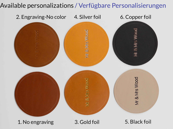 all engraving types for personalized leather coasters