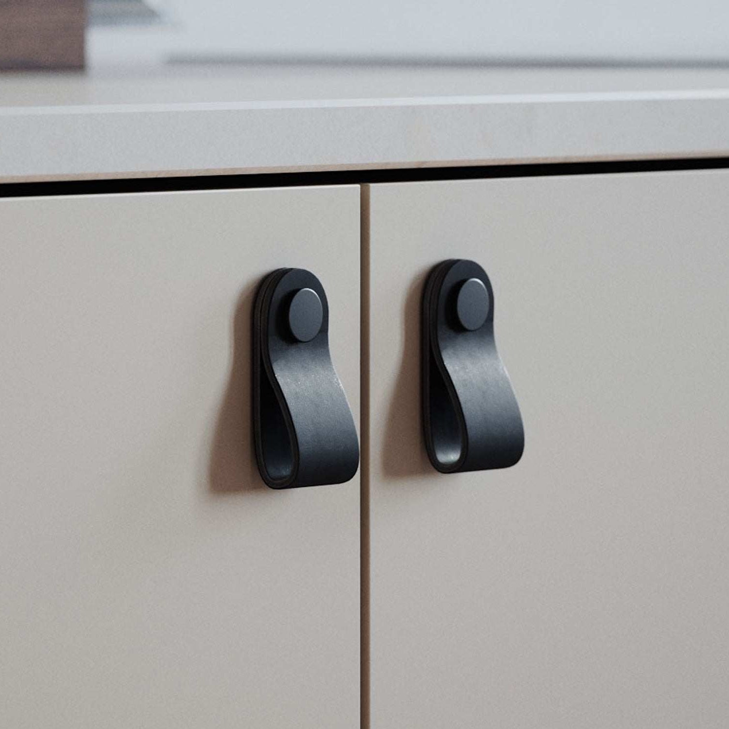 leather pulls for furniture, thin rounded, Rowzec Design