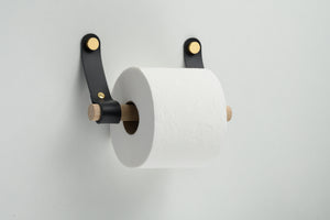 Toilettenpapierhalter aus Leder, schwarz