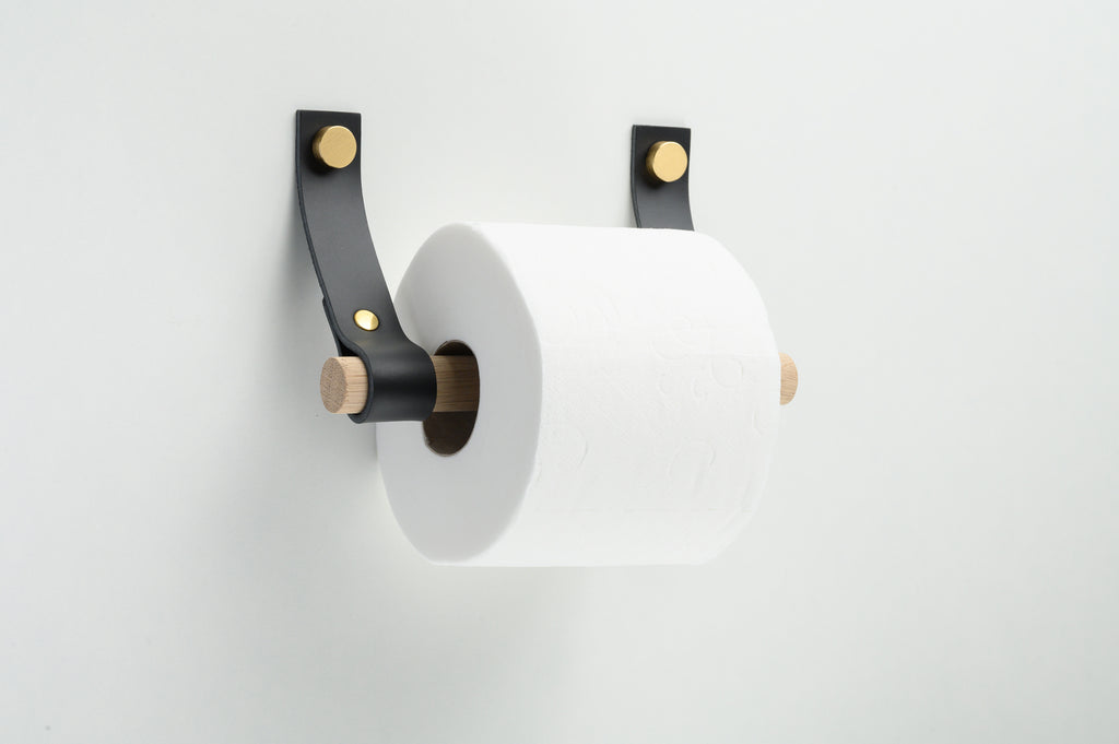 Porte-papier hygiénique en cuir et bois, bouts droits – Rowzec Design
