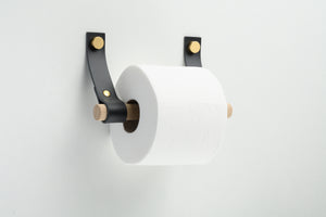 Toilettenpapierhalter aus Leder, schwarz