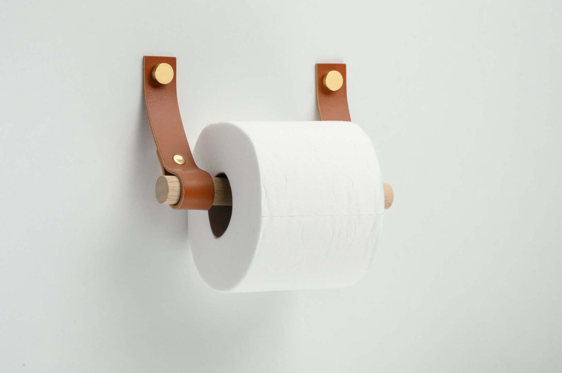 Leren toiletrolhouder cognac